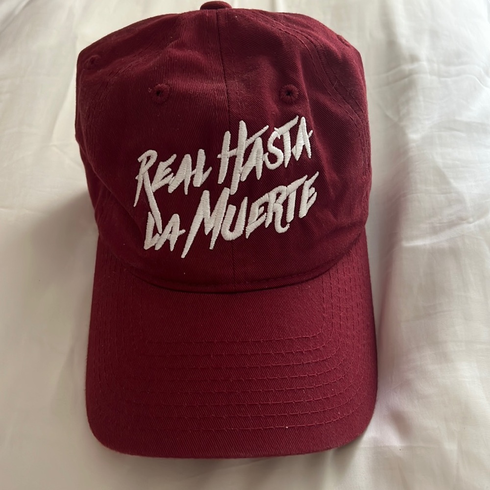 AA Anuel Real Hasta La Muerte Burgundy Hat